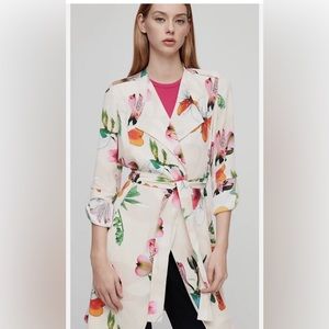 Babaton Quincey Belted Trench Jacket in Multi Floral
